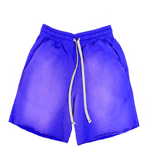 Men's Acid Washed French Terry Fleece Sweat Shorts 100% Cotton <b>Sun</b> Faded Raw Edges <b>Spray</b> Washed Stone Waxed Customized Design - Product Image 1