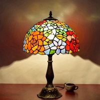 Lampe de table décorative vintage créative classique en verre teinté de 12 pouces, rose, pour hôtel, bar, salle à manger