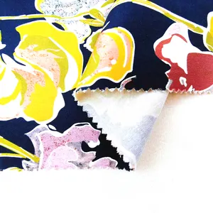 Digital Print Fabric 97% Cotton 3% Spandex Flower Printed Fabric For Clothing Material