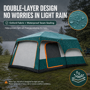 Carpa de Camping Familiar Grande Personalizada para Exteriores, de Doble Capa, 2 Habitaciones y 1 Sala de Estar, Tipo Túnel 4x5 - Product Image 3