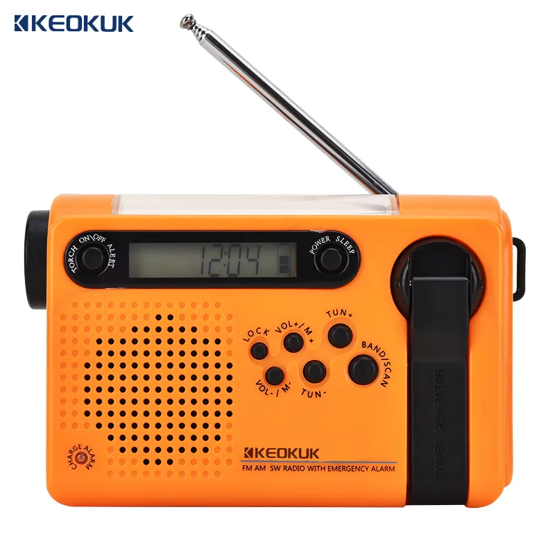 Customize With 2000Mah Rechargeable Battery Sos Alarm Hand Crank Mini Radio Outdoor Emergency Solar Powered Am Fm Sw Radio