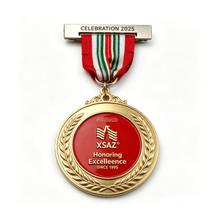 Medalla XSAZ Chapada en Oro con Grabado Circular que Conmemora la Excelencia Desde 1995, Premio de Aniversario - Product Image 1