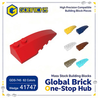 Gobricks GDS-745 Pièces de construction en plastique ABS à l'échelle 1:8, référence 41747, briques courbées en forme de coin 6x2 avec picots intérieurs droits, pièces MOC