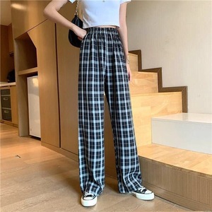 <strong>Women's</strong> Fashion High Waist 2025 <strong>Women</strong> Pants Streetwear Mopping <strong>Trousers</strong> <strong>Plaid</strong> Wide-leg Pants - Product Image 4