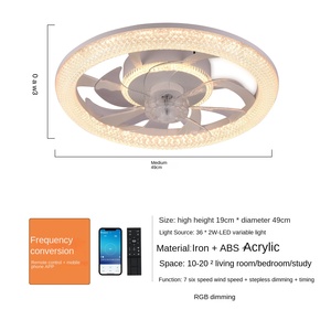 Quạt trần trong nhà ánh sáng <span class=keywords><strong>E27</strong></span> ổ cắm 3 lưỡi và điều khiển từ xa phòng ngủ gia đình phòng trẻ em phòng khách nhà bếp - Product Image 5