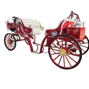 Black and white electric sightseeing wedding horse carriage / Elegant sightseeing horse-drawn carriage with convertible car