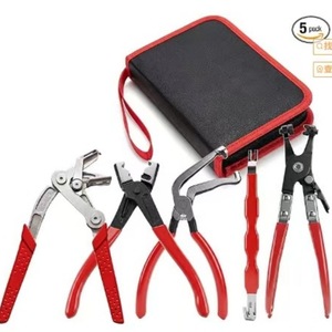 Car Clip <b>Removal</b> Pliers Set 5 Pack High Carbon Steel Red Handles Interior <b>Trim</b> <b>Tool</b> Kit - Product Image 1
