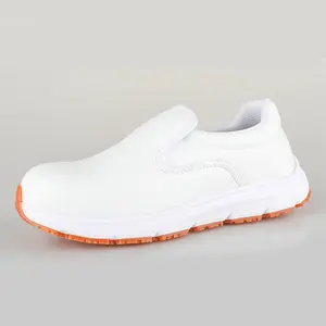 Sapatos médicos de enfermagem, sapatos clínicos de couro branco e ortopédicos, para homens, tamancos brancos sm005