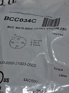 Cordon de connexion Plc M415-0000-1a-0wbr01-vx8334-050 (bcc034c) 5 broches femelle 4A/250V avec embout pour produit sous garantie - Product Image 2