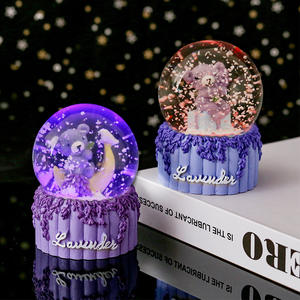 Mignon ours violet lavande brillant, mini boule de cristal, design de dessin animé, cadeau d'anniversaire pour enfants, ornement en résine de bureau pour étudiants, boîte en papier - Product Image 3