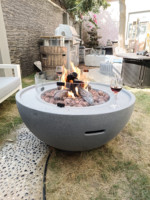 Table de foyer extérieur ronde en gaz pour jardin