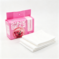 Serviettes faciales non tissées douces 300 g/m² épaisses jetables motif ours mignon grande taille respectueuses de la peau utilisation sèche et humide vente en gros OEM
