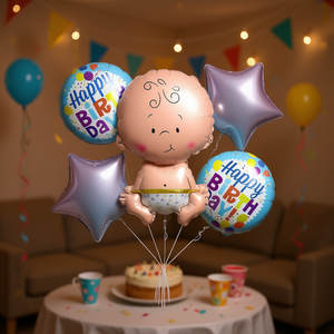YB13 Ramo de Globos de Aluminio para Bebé Niño, Decoraciones Gruesas para Fiestas de Cumpleaños, Suministros para Celebraciones Infantiles - Product Image 2