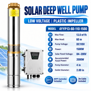 Bomba Sumergible Solar QY de 4 Pulgadas, 110V, 1500W, 13 m³/h, 60m de Altura, Impulsor de Plástico - Product Image 1