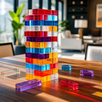 HOTEAM Blocs empilables en acrylique transparents et colorés de luxe personnalisés, jeu de Jenga, jouet éducatif créatif pour les rassemblements sociaux et les fêtes