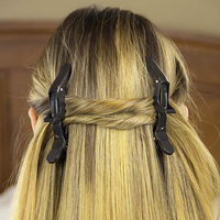 Pinces à Cheveux Alligator Noires en Plastique avec Logo Personnalisé pour Salon de Coiffure et Sectionnement