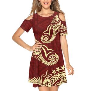 Mini Abito Estivo da Donna con Stampa Floreale Tropicale Polinesiana Hawaiana, Nuovo Modello con Collo Tondo, Maniche Corte, Vestibilità Slim e Volant - Product Image 5
