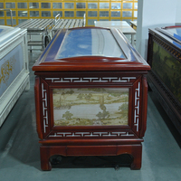 Suministros Mortuorios de Estilo Americano Premium con Sistema de Refrigeración por Aire, Ataúd Refrigerado de Madera Maciza Tallado a Mano Tradicional, Cobre