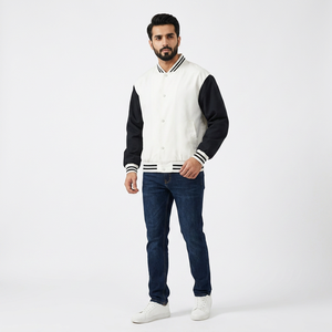 Custom Varsity <b>Jacket</b> <b>Baseball</b> Flight Winter <b>Men's</b> Satin <b>Jacket</b> Waterproof Breathable Stand Collar Covered Button Closure Casual - Product Image 1