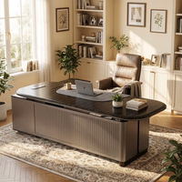 Bureau de direction ergonomique écologique de luxe à finition brillante Taiho Paint avec charge sans fil, table de PDG en MDF E1, mobilier de bureau moderne
