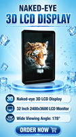 Pantalla LCD 3D sin Gafas de 32 Pulgadas, 2400x3600, Holográfica, Estereoscópica, Imagen 3D, 1.07B Colores, Visualización Ultra Ancha, Gran Profundidad