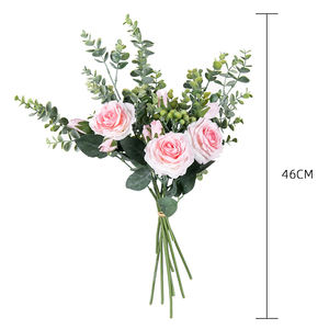 Rosas artificiales con hojas de eucalipto, ramo de flores para decoración del hogar, boda, 9 cabezas, estilo Ins, E-L014, nuevo estilo, <span class=keywords><strong>2022</strong></span> - Product Image 2