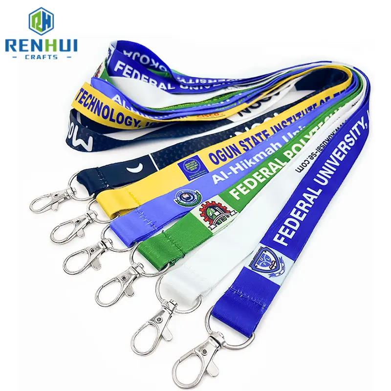 High Quality Customized Logo Double Side Heat Transfer Printed Card Holder Polyester Lanyards Ribbons Neck Strap