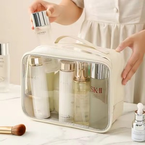 Borsa da viaggio <span class=keywords><strong>trasparente</strong></span> impermeabile in pelle PU e PVC con cerniera, grande capacità, per cosmetici e articoli da toeletta - Product Image 5