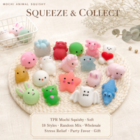Jouet Squishy TPR Mochi Animal, Doux et Mignon, Anti-Stress, Balle à Presser, Styles Aléatoires, Cadeau de Fête pour Adolescents et Adultes, Vente en Gros