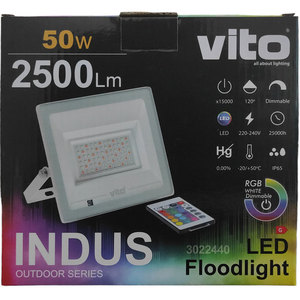 ไฟสปอร์ตไลท์ LED Vito ปรับความสว่างได้ RGB+W 50W 2500Lm สำหรับสวน - Product Image 2