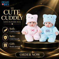 DEAR BEI Poupée Reborn de 20 cm en vinyle souple avec chapeau d'ours en peluche et vêtements, jouet cadeau pour filles
