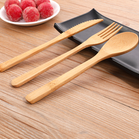 Ensemble de couverts en bambou de qualité alimentaire, couteau, fourchette, cuillère, durable, pour la restauration rapide à emporter, logo personnalisé accepté