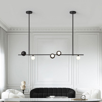 Lustre de table à thé moderne et créatif, suspension simple avec ampoules en verre longues, lampe de plafond