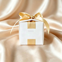 Boîte cadeau miniature carrée blanche vide avec ruban en satin, boîte à dragées de mariage, pour bougie parfumée, emballage cadeau de Noël