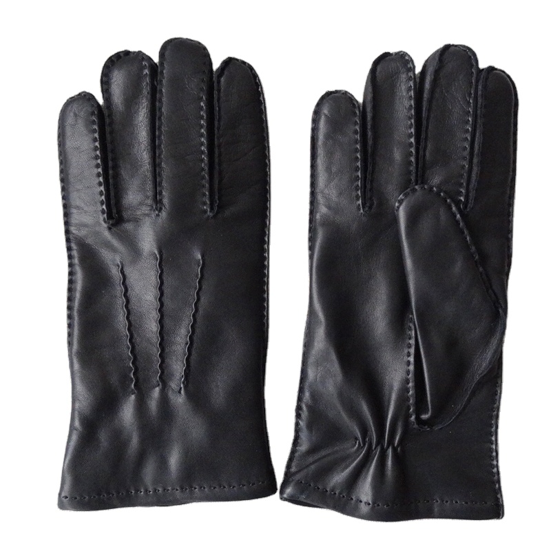 2023 пользовательские низкие Moq высококачественные кожаные перчатки из овчины Ручное шитье зимние теплые австралийские Модные мужские кожаные перчатки из овчины