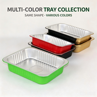 Conteneur jetable rond en aluminium doré avec couvercle en plastique PP, résistant au four, pour la cuisson, la restauration et les plats à emporter