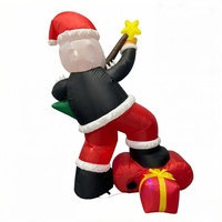 Weihnachtlicher Aufblasbarer Rockstar-Weihnachtsmann mit LED-Beleuchtung 1,8m Aufblasbarer Gitarren-Weihnachtsmann Gartendekoration PVC-Material Umweltfreundlich Waschbar