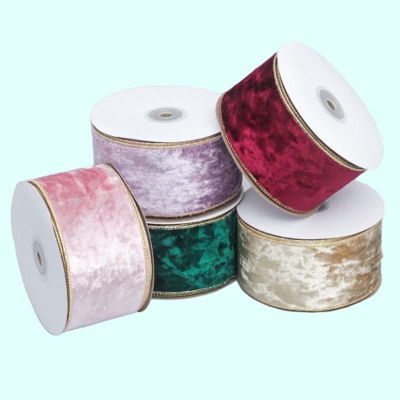 New Arrival Double Velvet Wired Edge Ribbon Purple Black Polyester for Christmas Gift Package & Party Decoration