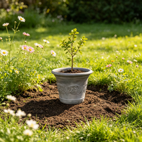 Grand pot de fleurs extérieur en plastique léger, aspect céramique, résistant aux UV et au gel, écologique, design moderne, récipient pour plantes
