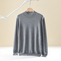 Pull en cachemire 100 % tricoté pour homme, col semi-montant, chaud, respirant, motif uni, 300g, collection automne-hiver, incontournable et tendance