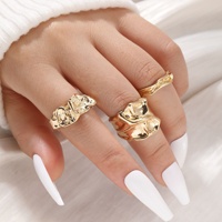 Nouvel Arrivage Transfrontalier : Ensemble de 3 Bagues en Alliage aux Formes Géométriques Créatives, Style Instagram, Minimaliste, Luxe Léger, Électroplaqué