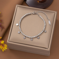 Mode acier inoxydable plaqué or Tennis chaîne minimaliste Zircon étoile pendentif empilé collier ras du cou pour les femmes accessoire