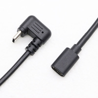 Kabel pengisi daya adaptor, USB C bentuk U 90 derajat, kabel USB mikro Tipe C laki-laki ke mikro USB perempuan
