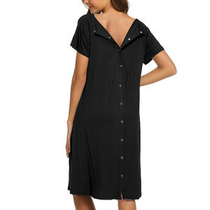 Chemise de nuit d'allaitement d'usine avec patte de boutonnage Chemise de nuit de <span class=keywords><strong>naissance</strong></span> d'hôpital Chemise de nuit de maternité pour femmes enceintes - Product Image 3
