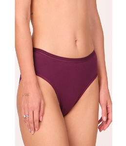 Culotte Hipster Femme Taille Moyenne en Coton Uni Violet Foncé avec Ceinture Élastique Simple – Douce, Lisse et Confortable - Product Image 3