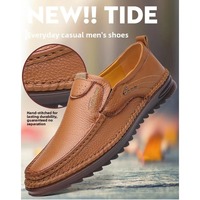 Nouvelle Arrivée Été Transfrontalière Grande Taille Mocassins Respirants en Cuir Pleine Fleur à Enfiler Élégants Chaussures Décontractées pour Hommes