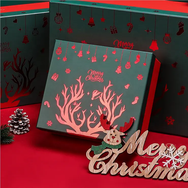 사용자 정의 종이 가방 보석 선물 상자 크리스마스 포장 상자 장식 용품 광장 카드