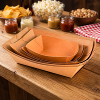 Barquettes alimentaires jetables en papier kraft résistant à la graisse |   Logo personnalisé pour les nouilles, la poulet frit et les frites |   Restaurant à domicile