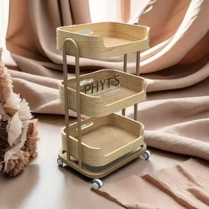 Modern Barber Nail Salon Makeup Hairdressing Storage <b>Rolling</b> <b>Tool</b> Wooden Trolley - Product Image 2
