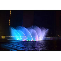 Fontaine à jet d'eau haute pression ronde en acier inoxydable, directement de l'usine, avec jets en arc couronnés LED RGB DMX512 pour les places urbaines